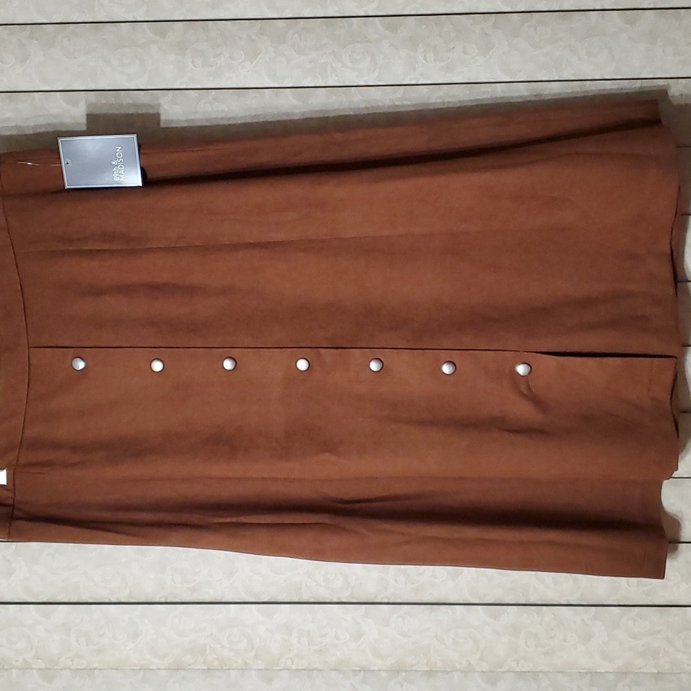 89th & Madison suede A-line skirt L brown